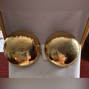 Monet vintage Gold Hammered Dome clip on Earrings.